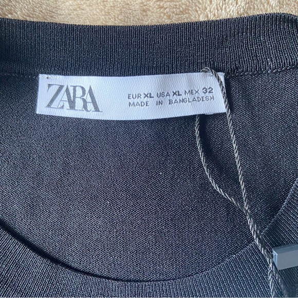 ZARA BASIC EXTRAFINE KNIT TOP XL Black NWT - Picture 5 of 5